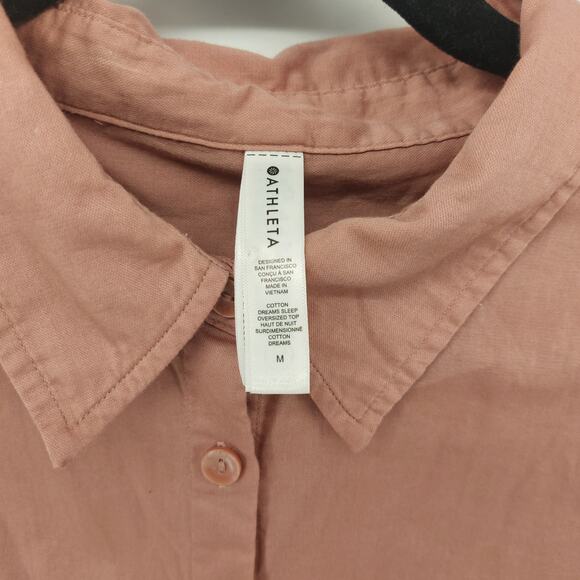 Athleta Mauve Pink Blouse Button Up Size Medium - Picture 3 of 12